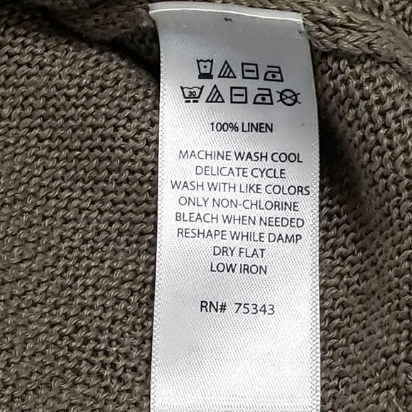 Tahari 100% Linen Drop Shoulder Boxy Sweater Bronze Brown Sz Lg Neutral Minimal - Picture 7 of 11